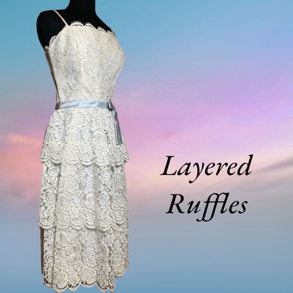 Vintage 70’s Layered Lace Dress Sz 13 - Picture 1 of 14